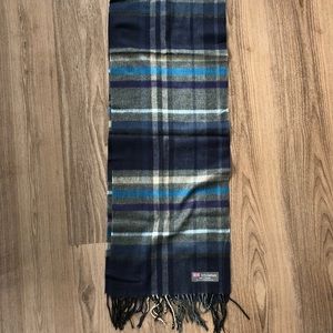 100% Cashmere Blue Plaid Scarf Made in Scotland